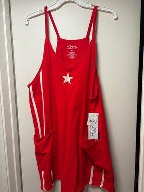 Red Star Sleeveless Swing Dress